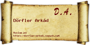 Dörfler Arkád névjegykártya